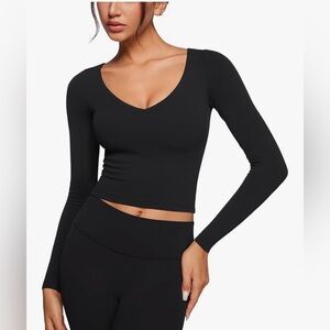 NWT INGIA V Neck Long Sleeve Workout Top